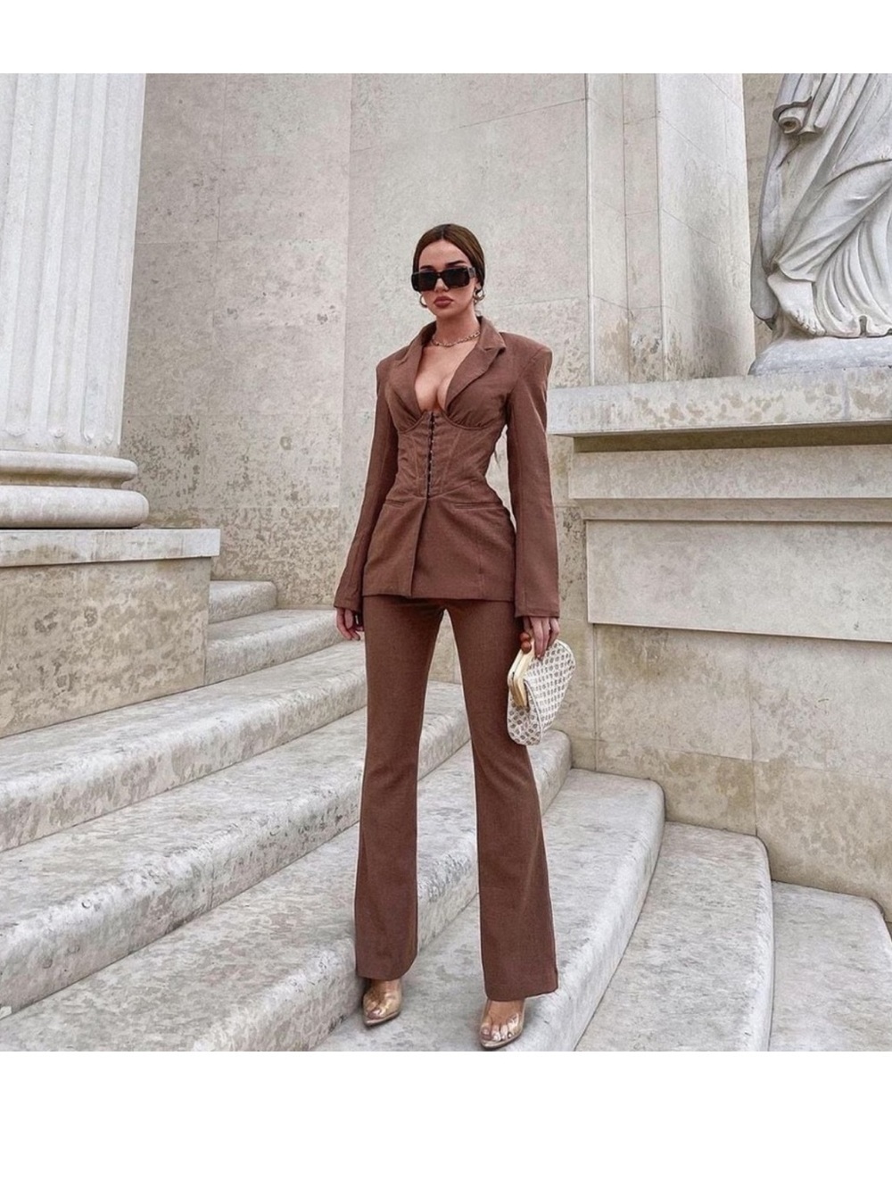 Sold Out House of CB Makani Mocha Corset Blazer XS Linen Archive Y2K - Picture 5 of 13